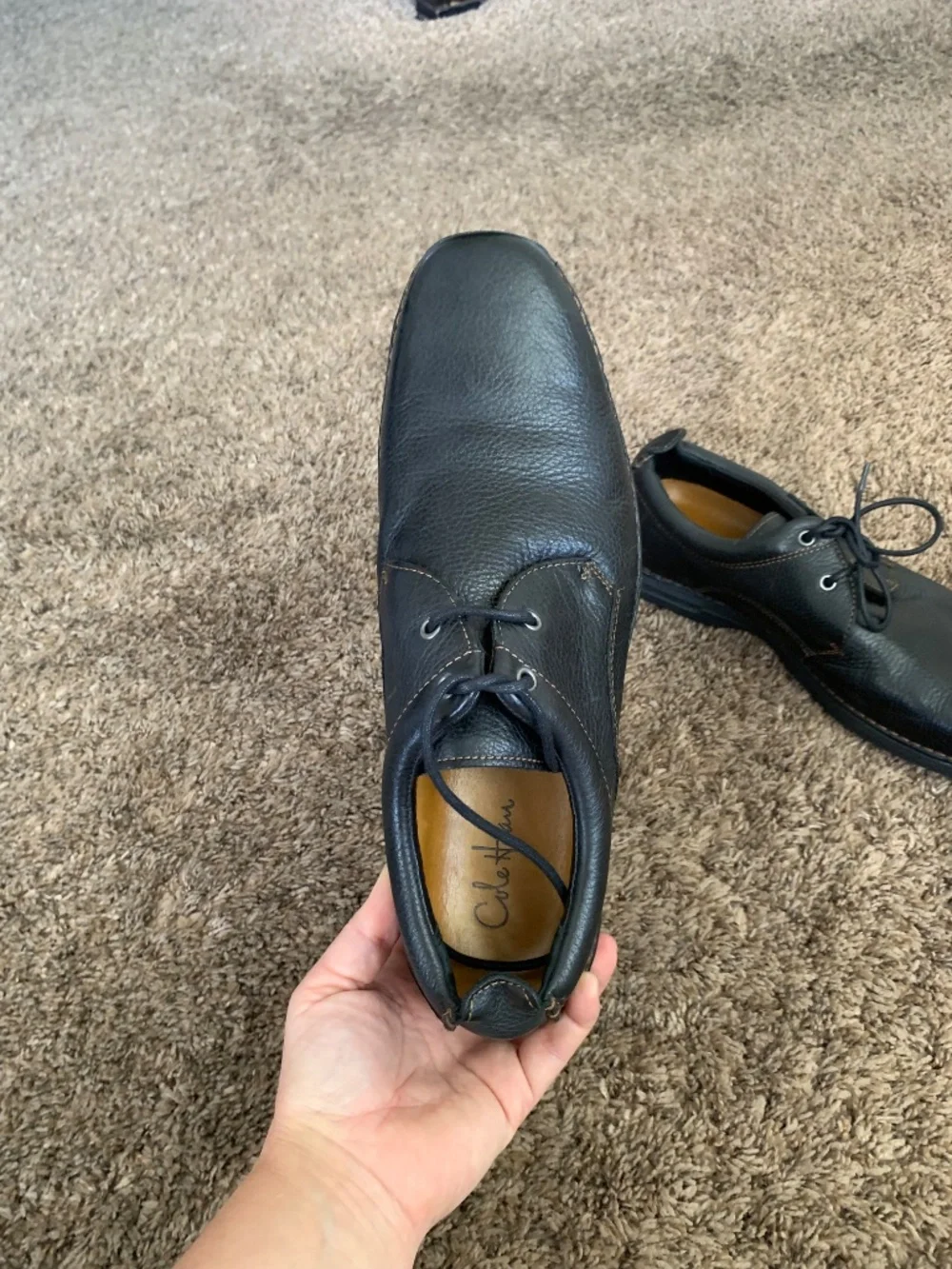 Cole Haan Black Pebble Leather Oxford Casual Shoes 10.5 Classic